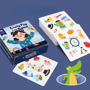 Topstudio Babygo Kids Baby Educational Toy Cartoon Matching Card with Bell Animal Fruit Life Brain Training Crazy Flip Card Game Children Toys