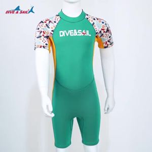 [Legend6] ชุดดำน้ำเด็ก 2.5 มม. ชุดสั้นนีโอพรีนแบบชิ้นเดียว แขนสั้น ชุดดำน้ำซิปหลัง ชุดว่ายน้ำกันหนาวสำหรับเด็กชายและเด็กหญิง