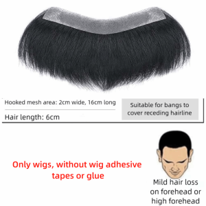 REGISTR V Style Forehead Hairline Hairpiece 0.07mm Ultra Thin Skin Natural Human Hair Patch Hairline Replacement Systems Invisible Black Straight Man Toupee Women/Men