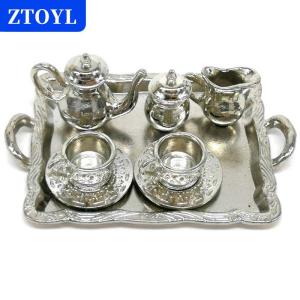 [COD]🔥🔥🔥ZTOYL 10Pcs 1: 12 Dollhouse Furniture Miniature Dining Ware Metal Tea Cup Plate Set