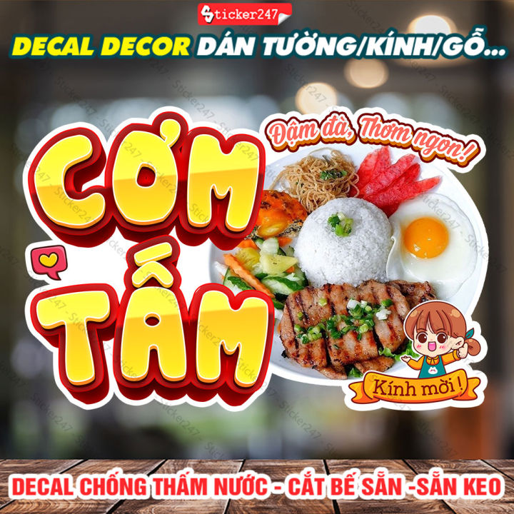 Tranh Dán Tường Cơm Tấm 🌈 Decal Dán Tường Trang Trí Quán Cơm - Sticker ...