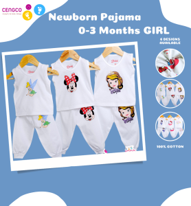 3 Pairs Didos Terno Sando Pajama for Girls Infant/Newborn Clothing Set Pure Cotton Cute Characters 0 to 3 months