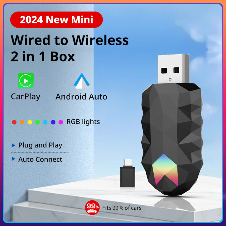 Mini Auto Box NEW 2in1 Wireless CarPlay Mini Box Wireless Android Auto AI Box For Car ...