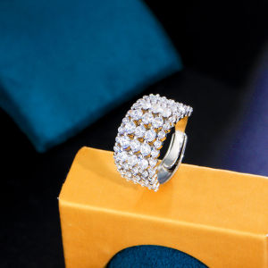 SEQUITO Valuable Women Jewelry White Gold Plated Full Pave Setting Round AAA Cubic Zircon High Quality Ladies Engagement Adjustable Finger Ring Costume Jewellery SR133