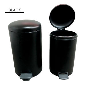 Powder Coated Metal Foot Pedal Type Trash Can Silent Close Lid Waste Basket Garbage Container Bin with Inner Bucket