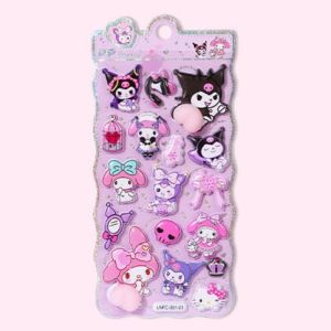 Jjt Sanrio nhãn dán phồng 3D dễ thương để trang trí vỏ điện thoại nhân vật My Melody và kuromi thiết kế dễ thương đáng yêu