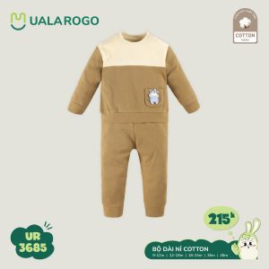 Bộ thu đông cho bé Ualarogo 9 tháng-4 tuổi vải nỉ Cotton ấm áp co giãn thoáng khí 3685