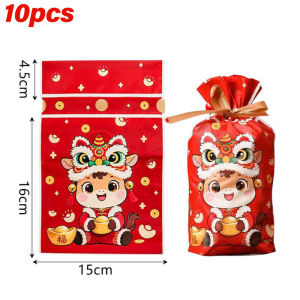 YESPERY 20Pcs Chinese New Year Candy Bags Lucky Horse God of Wealth Printed Drawstring Pouch 2026 Horse Year Gift Bag Party Supplies