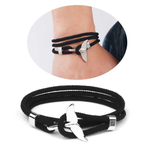 Milan-Rope Viking-Bracelet สร้อยข้อมือหางวาฬมีเสน่ห์สำหรับผู้ชายสายรัดข้อมือสายรัดข้อมือชายหาด