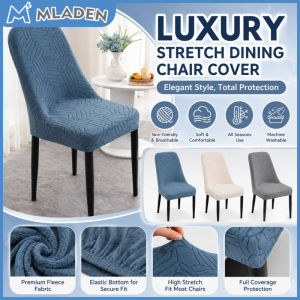 MLADEN Elastic Arc Jacquard Dining Chair Cover Velvet Slip Resistant Dustproof Seat Protector