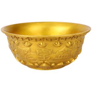 Lucky Fengshui Brass Lotus Treasure Bowl Wealth Attracting Basin Home Shop Office Auspicious Decor
