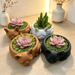 TEWUB Funny Succulent Flower Pot 3D Printed Ornaments Puppy Figurine Cute Creative Puppy Statue Home