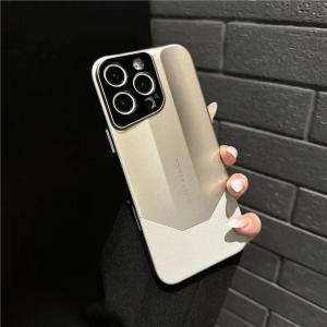 Luxury Contrast Color Leather PC Hybrid Case for iPhone 16 12 13 14 15 Pro Max 15Pro 16Pro Hard Shockproof Ultra Men Women Cover
