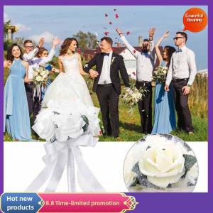 Graceful ช่อดอกไม้ผ้าไหมทำจากดอกกุหลาบประดิษฐ์สำหรับเจ้าสาวช่อมือสำหรับตกแต่งเพื่อนเจ้าสาว