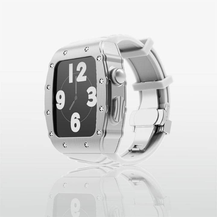 Luxury Metal Case with Silicone Strap Kit for Apple Watch 45mm - Main Image