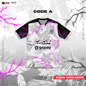 Baju Jersey Premium Futsal / Sepakbola Badminton Volly Circle Full Printing Hitam Putih Petir