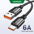 UGREEN สายชาร์จ สายชาร์จเร็ว 100W 6A USB Type C Super Charge Only for Huawei Phone P60 P50 Pro Mate 50 Pro Honor Fast Charging สายชาร์จ USB C Data Super Charge สำหรับ Model:50567. 