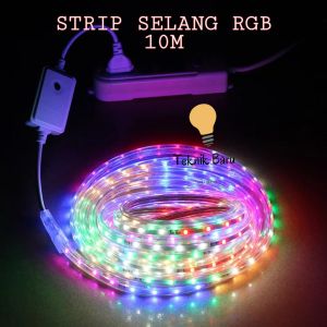 LAMPU LED STRIP SELANG WARNA WARNI 2835 3528 220V + ADAPTOR OUTDOOR RGB RAMADHAN LEBARAN MERAH PUTIH