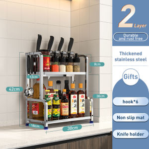 Rak Bumbu Dapur Stainless Steel 2 3 Susun Serbaguna Untuk Penyimpanan Dapur