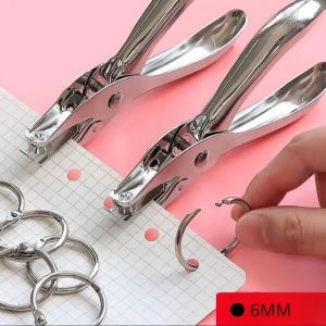 Single Hole Puncher Stainless Steel One-Handed Metal Paper Punch for Cards