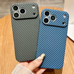 Luxury Carbon Fiber Pattern Texture Phone Case For iPhone 17 16 15 14 13 12 11 Pro Max Plus Ultra Thin Shockproof Hard PC Cover
