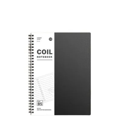 MYTHIS A5/B5 Spiral Notebook Thicken 120 Cream Pages Coil Notebook Vintage with Ring Binders Pocket Notebooks For Office Meeting
