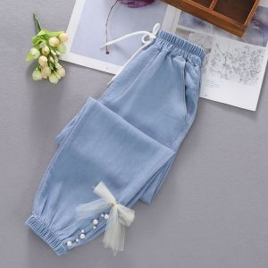 HAOSE กางเกงเด็กหญิง กางเกงยีนส์เด็กผู้หญิง ฤดูใบไม้ผลิและฤดูใบไม้ร่วงเวอร์ชั่นเกาหลีของสไตล์ตะวันตกสาวน้อยสุทธิกางเกงสีแดงในเด็ก