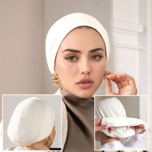 MIRELINA Elastic Instant Hijab Hat Long Tail Satin Cotton Muslim Underscarf Breathable Hair Scarf Muslim Women