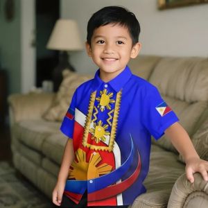 2026 Barong Tagalog for Kids Boys Short Sleeve Shirt for Kids Boys Girls Toddler 3D Sublimation Ethnic Kids Shirt
