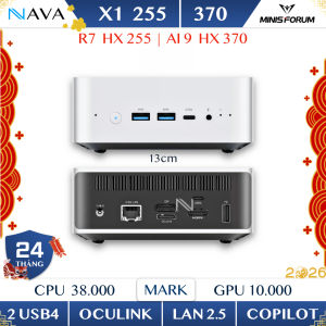 Mini PC AI Minisforum X1 Ryzen 9 HX 370 890M Usb4 DDR5 Oculink hỗ trợ AI mạnh mẽ HX370