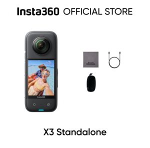 insta360 X3 Waterproof 360 Action Camera with 1/2" 48MP Sensors 5.7K 360 Active HDR Video 72MP 360 Photo 4K Single-Lens 60fps Me Mode Stabilization 2.29" Touchscreen AI Editing Live Stream
