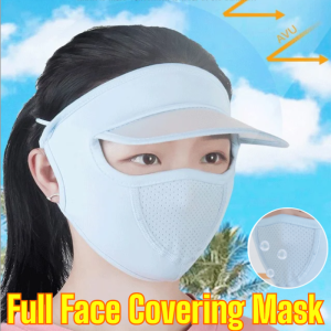 Full Face Covering Mask With Brim Ice Silk Breathable Sun-Proof Washable Cycling Sun Hat Uv Protection Face Mask Face Cover Cap