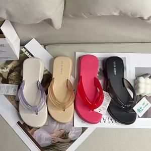 [Free Shipping] Flat-soled outdoor thick-soled slippers soft-soled black EVA outdoor flip-flops lightweight and comfortable