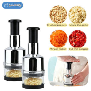 MLADEN Stainless Steel Garlic Masher Food Chopper Manual Hand Onion Garlic Grinder Crusher Cooking Tool