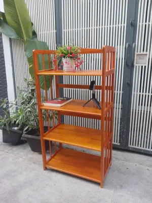 Kệ sách 4 tầng sâu 38cm ngang 64cm cao 122cm gỗ cao su màu cherry đã thông qua tẩm sấy chống mối mọtchịu nước bền hơn so gỗ thông và MDF nhân tạo đa năng đẹp.