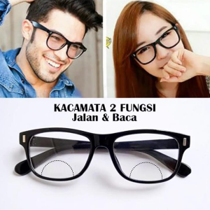 Kacamata Bifocal Dua Fungsi (Lensa Atas Normal Dan Bawah Plus) Ready Ukuran +1.00 s/d +3.00 Untuk Pria Wanita - PLUS MODEL SIMPLE DAN MURAH