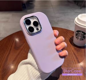 Luxury Plating Casing For iPhone 11/XR 17 Pro Max 13 14 15 12 16Pro Max iPhone 13 14 16 15 ProMax 7Plus 8Plus  X XS Max iPhone 16 ProMax Phone Case Oval Solid Color Soft Silicone Shockproof Phone Case Macaron Color Plating Metal Lens Protective Back Cover