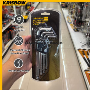 Krisbow Set Kunci L Hex Ballpoint 1.5-10mm 25cm 9 Pcs Lpbhs2
