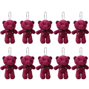 MIIQNUS 10Pcs Được nhồi bông. Gấu bông nhỏ Móc khóa Động vật hoạt hình Búp bê gấu bông Móc khóa nhồi bông Dễ thương Móc khóa hình gấu bông trắng. Đồ trang trí cho cặp sách.