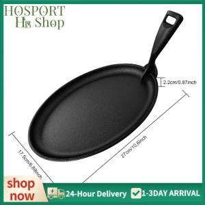 【HPS】 Large Cast Iron Griddle 10.6x6.89in Oval Fajita Skillet for Versatile Cooking in Home or Restaurant Settings