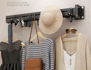 《SG Stock》Wall mount fordable Extensible clothes hanger clothes rack entrance balcony save space Invisible Aluminum alloy