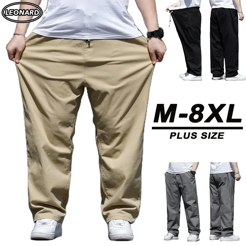 XL-7XL Mens Sweatpants Straight Plus Size Fat Loose Trousers Cargo Pants  Spring