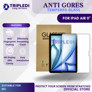 TRIPLEDI Tempered Glass For iPad Air 11 inch M2 2024 TD3201 Anti Gores HD Screen Guard 9H Hardness Pelindung Layar Tablet Kaca Scratch Protector A2902 A2903 A2904