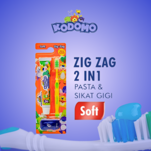 (GRATIS MAINAN) Kodomo 2 in 1 Sikat Gigi dan Pasta Gigi Anak + Hadiah Soft Zig Zag