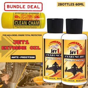 MI Jet 1 Extreme Oil Engine Total Protection (60ml BUNDLE) Oil Additive Engine Protector Gas Diesel WITH CHAMOIS