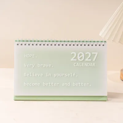 SHIKICK Cuộn dây loại Lịch để bàn năm 2027 Thiết kế đứng Chống thấm nước Lịch lật để bàn Đơn giản Lật trang Sổ kế hoạch hàng tháng Bàn làm việc văn phòng
