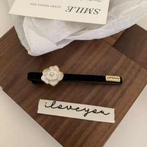 Fashion Angel Girl Korea Letter M Black Hairpin For Women Vintage Pearl Camellia Flower Duck Mouth Clip For Student Birthday Gift