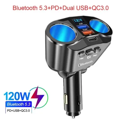 12V/24V QC3.0 Fast Car Charger Adapter Fast Charging LED display Car Mobile Phone Charger 4.8A Digital Display Power Adapter 2 Socket Cigarette Lighter Splitter Dual USB