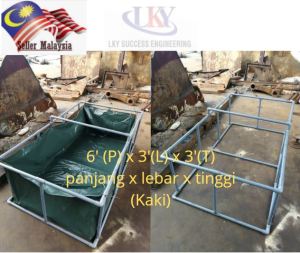 6x3x1 kaki Kolam Kanvas Ternak Udang Ikan/Canvas Pond For Shrimp & Fish Free Tank Connector dan PVC Frame / kolam kanvas ikan tebal 0.55mm Super Heavy duty (heavy duty & Durable)