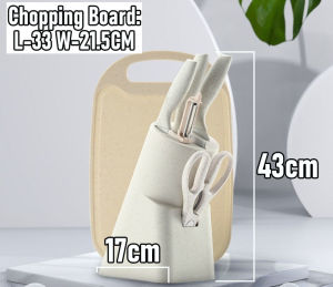 Non Stick Kitchen Cutlery Set Kitchen Knife Chopping Board Scissors Set Holder Stainless AT
